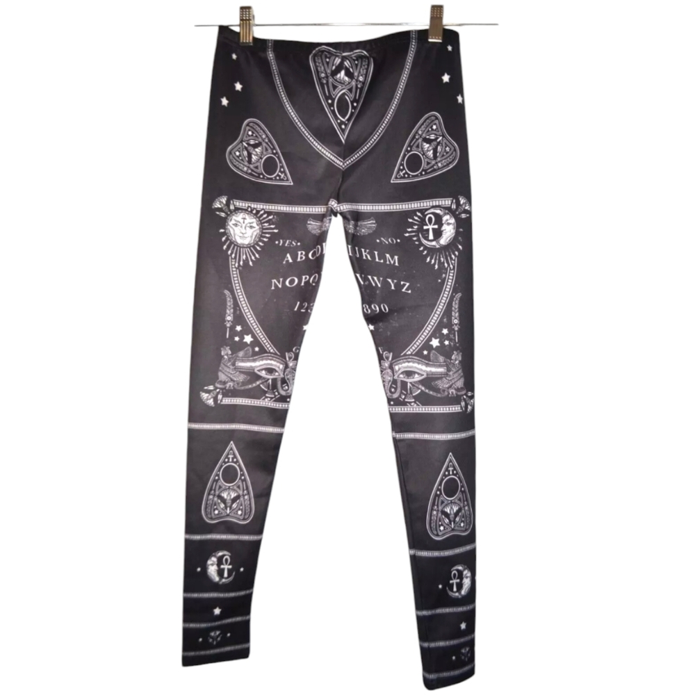New Ouija Board Leggings Size XXS XS Waist 25 Black Goth Witch Occult Horus Ankh